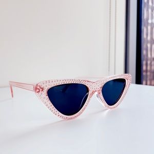 Pink Cat Eye Sunglasses with Rhinestones